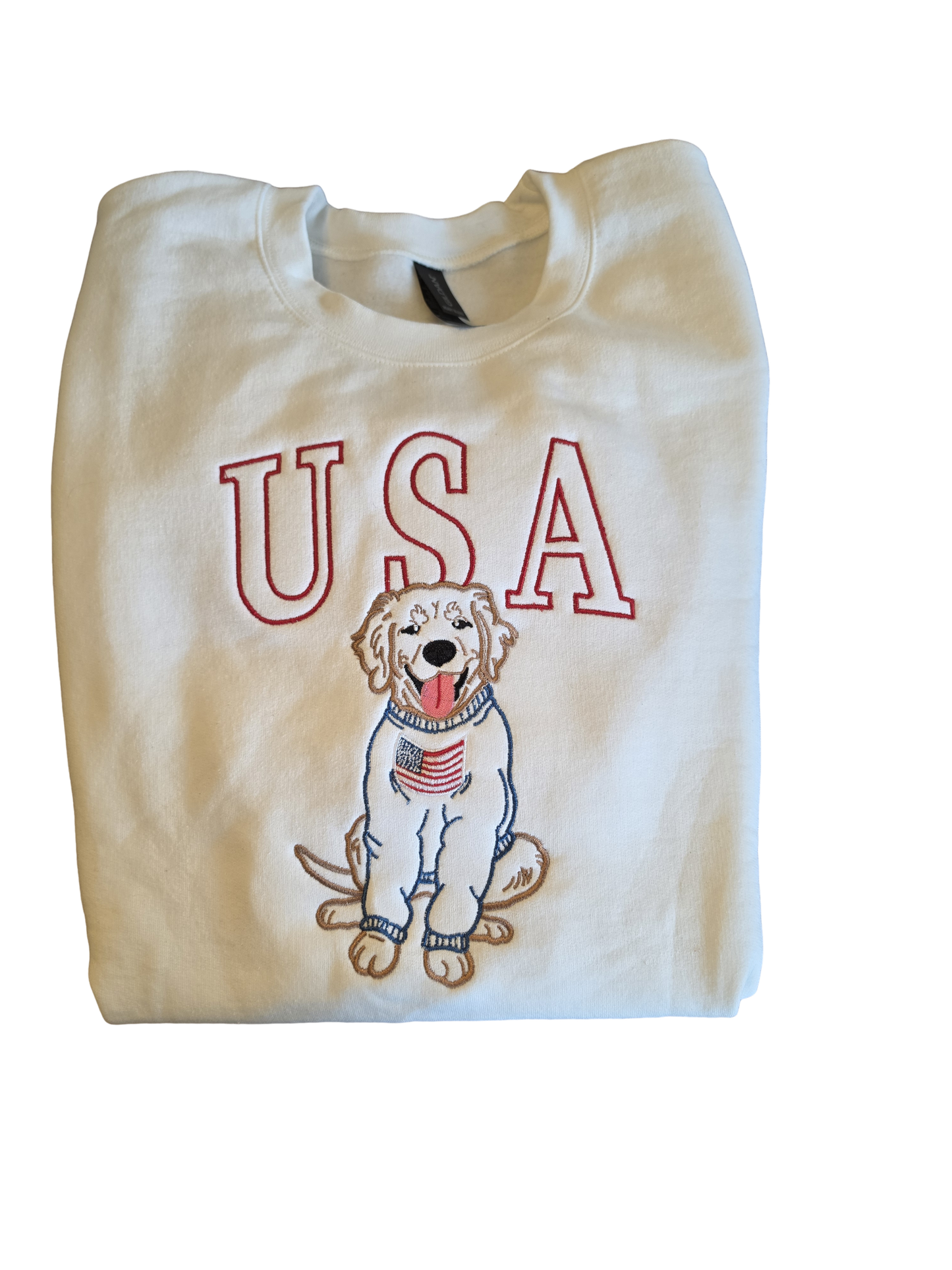 Embroidered USA Doggy Tee or Crewneck