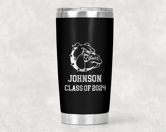 20oz. Bulldogs Class of 2024 Engraved Stainless Steel Tumbler (Customizable)