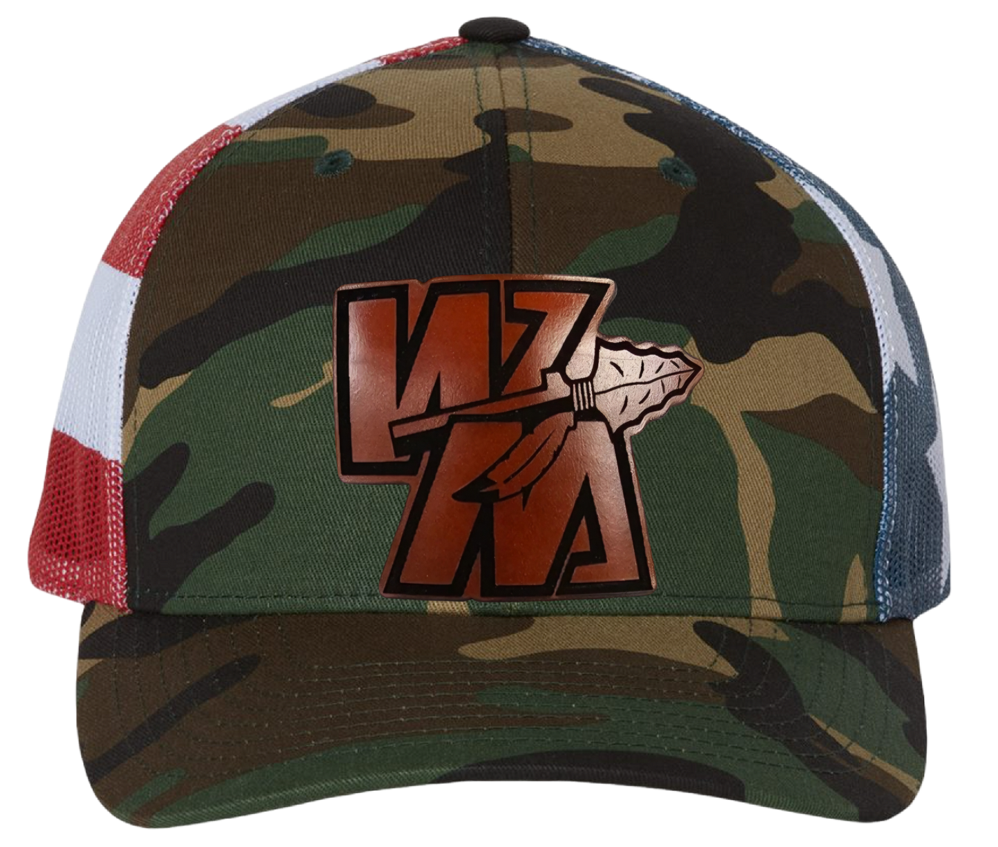 Warriors Leather Patch Richardson Camo Flag Snapback Hat