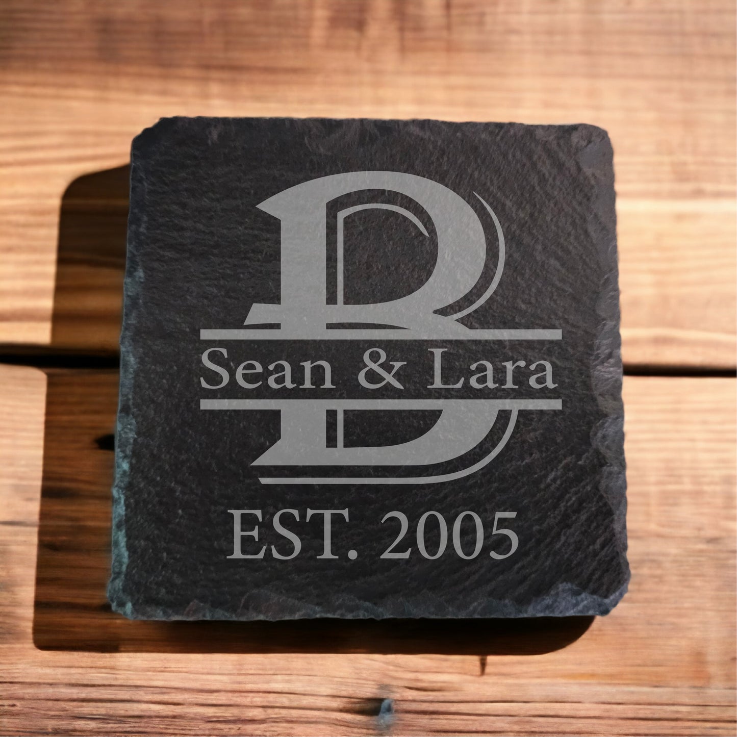 Custom Names and Date Slate Coaster Monograms (Set of 4). Pick Your Style Option!