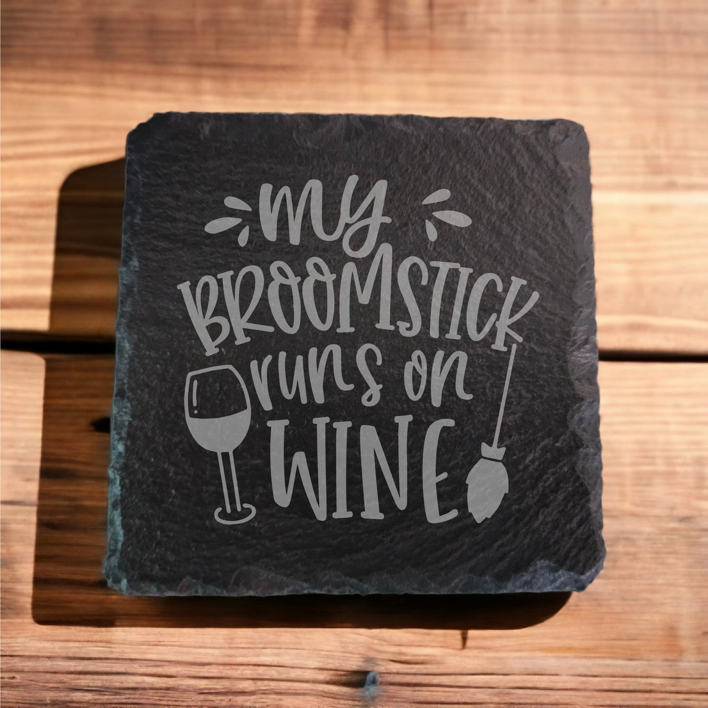 Broomstick Runs On Wine Slate Coaster