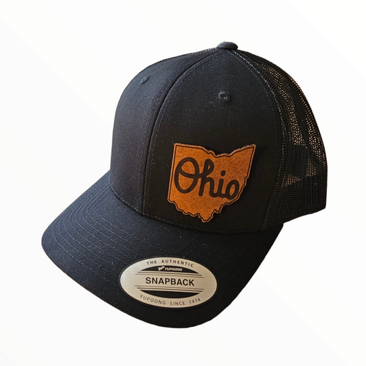 Ohio Side Leatherette Patch Snapback Hat (Black, Camo, Pink)