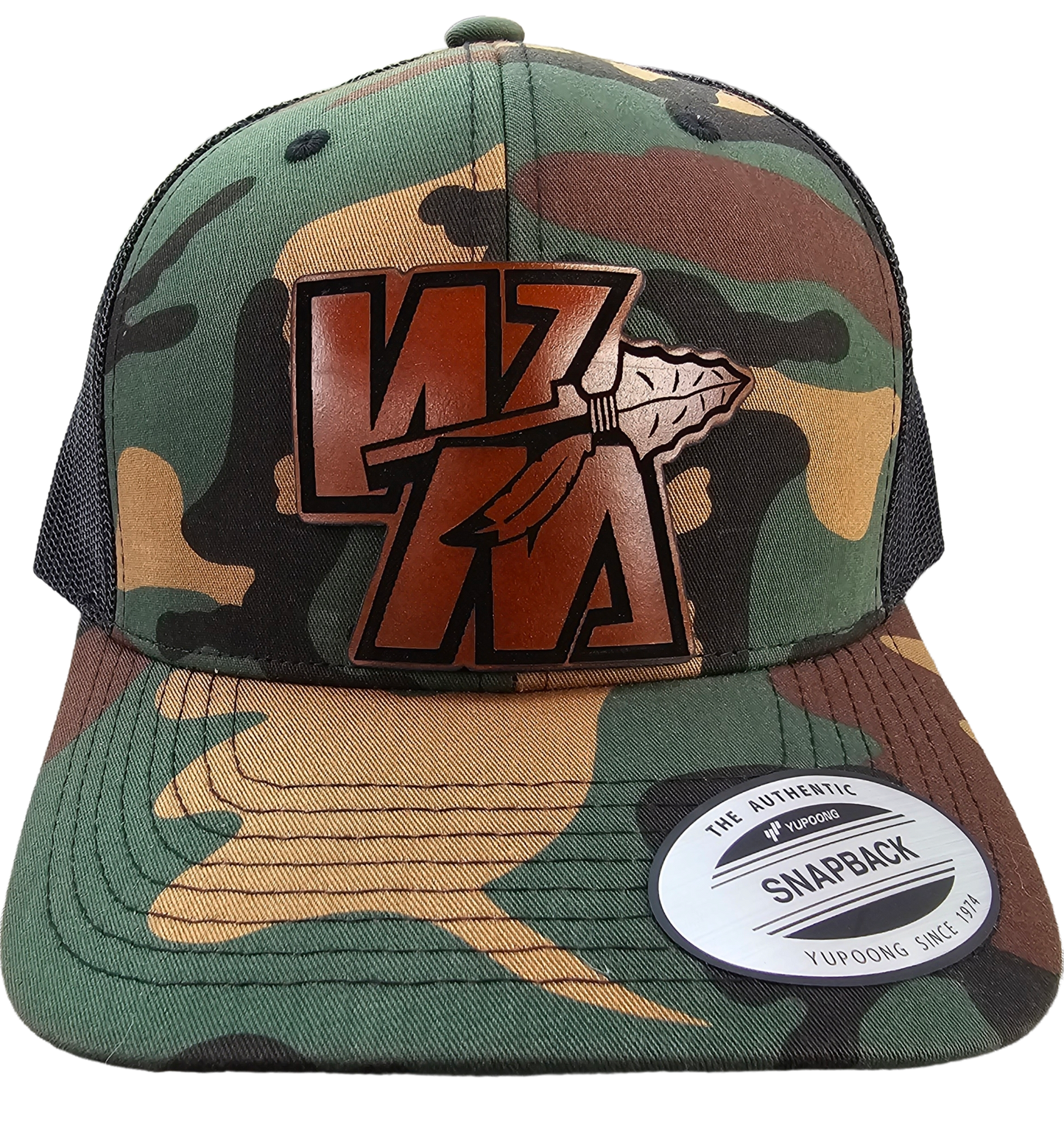 Warriors Leather Patch Snapback Hat (Black or Camo)