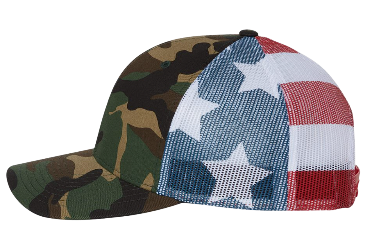 Warriors Leather Patch Richardson Camo Flag Snapback Hat