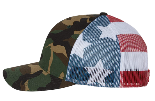 Warriors Leather Patch Richardson Camo Flag Snapback Hat