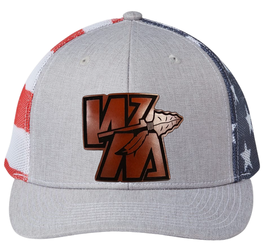 Warriors Leather Patch Flag Snapback Hat