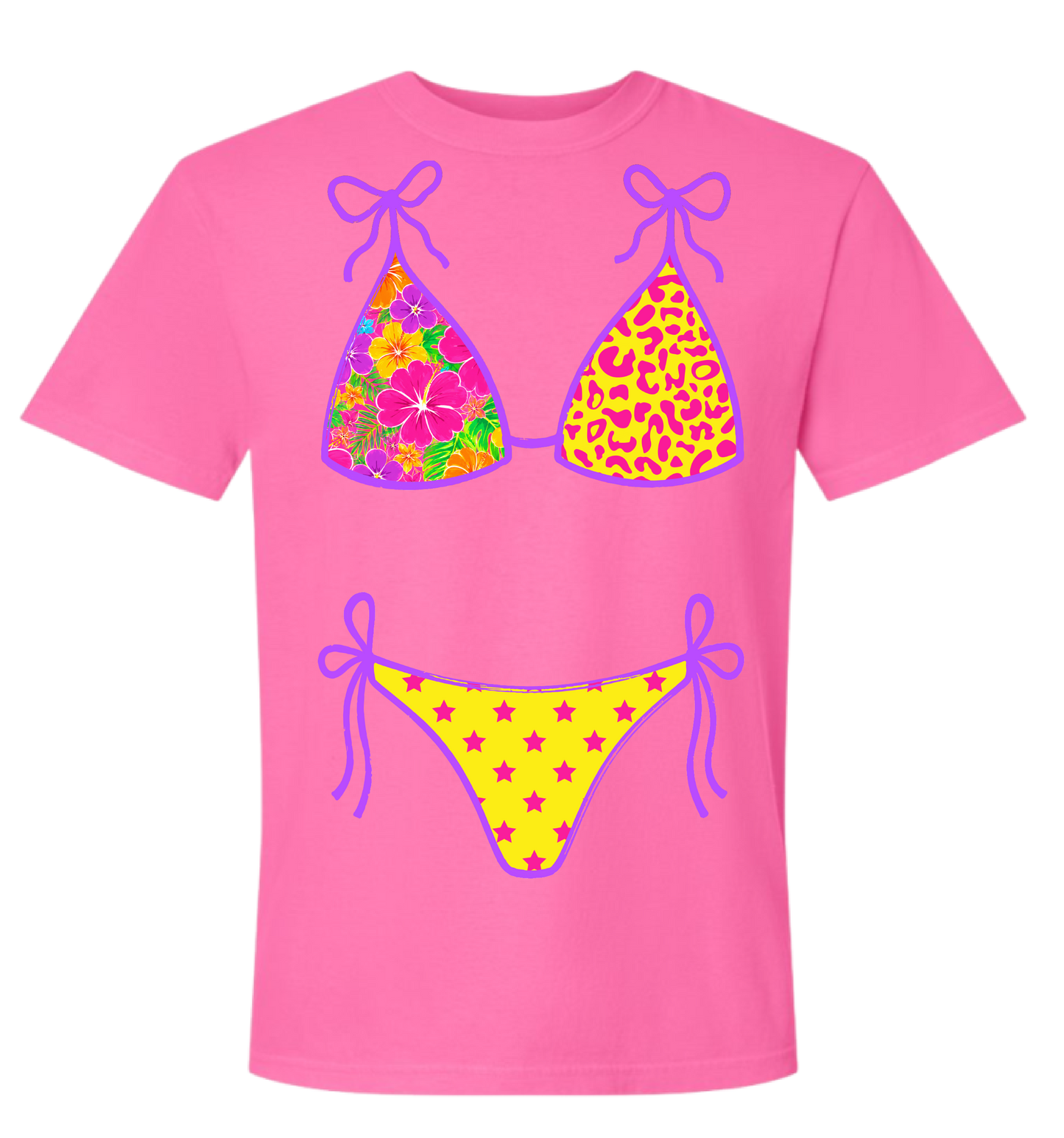 Neon Pink Bikini Comfort Colors Tee