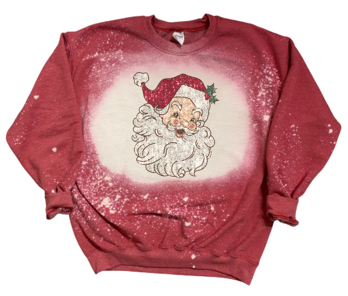 Sequin Santa Bleach Crewneck