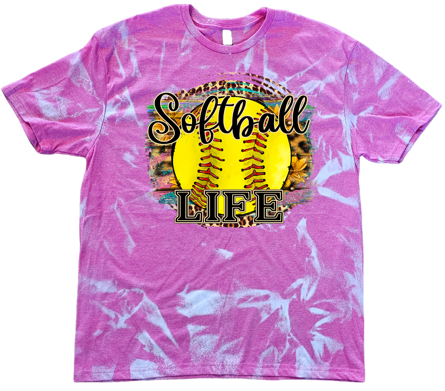 Softball Life Tie Dye Bleach Tee