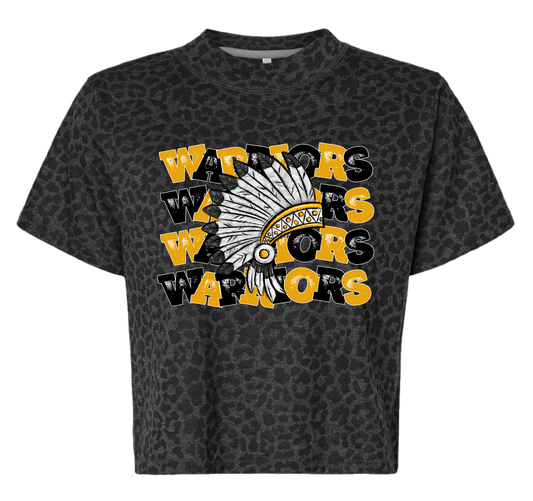 Warriors Crop Leopard Tee