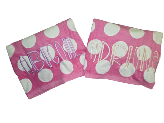 Embroidered Polka Dot Beach Towels