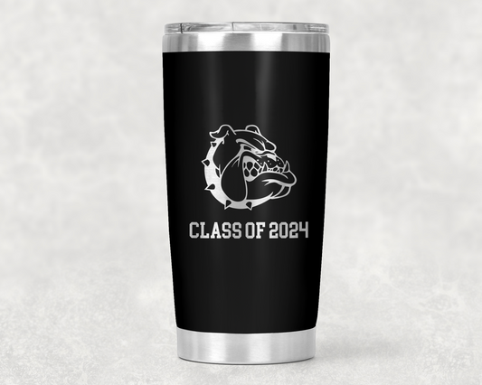 20oz. Bulldogs Class of 2024 Engraved Stainless Steel Tumbler (Customizable)