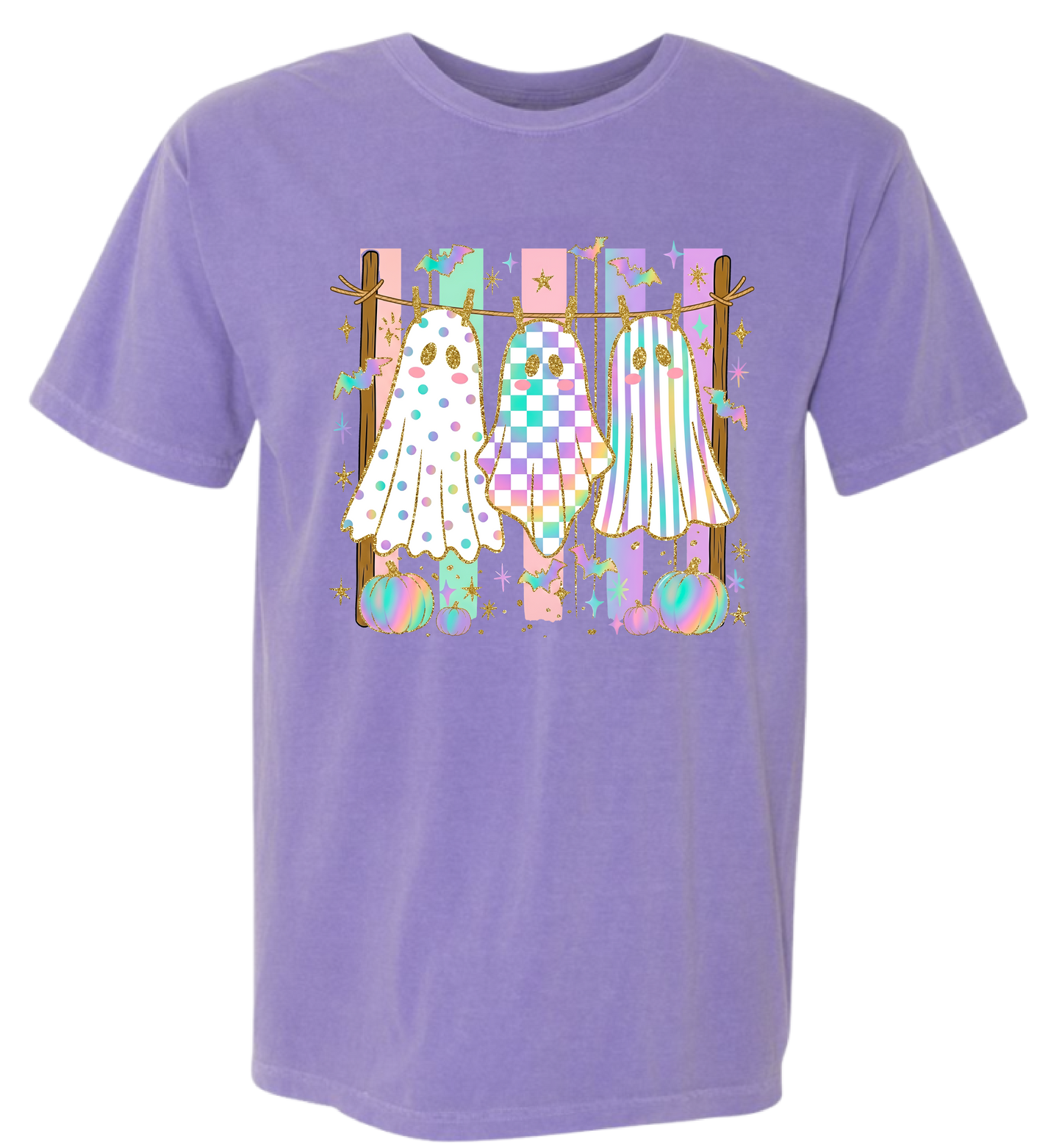 Clothespin Ghosts Halloween Comfort Colors Tee
