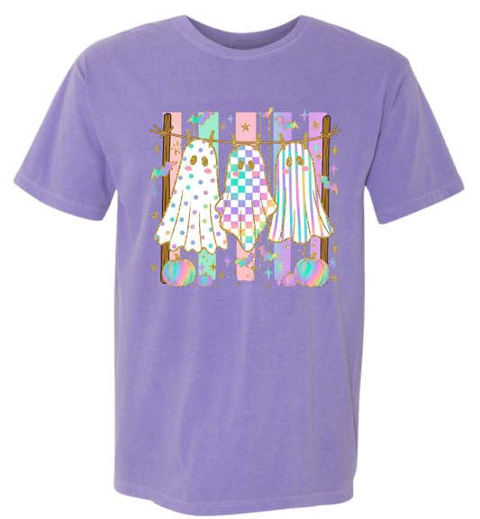 Clothespin Ghosts Halloween Comfort Colors Tee