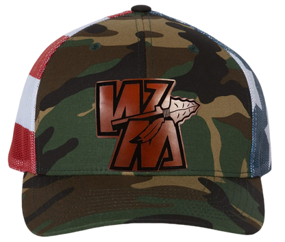 Warriors Leather Patch Richardson Camo Flag Snapback Hat
