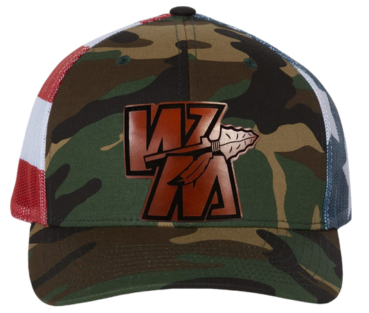 Warriors Leather Patch Richardson Camo Flag Snapback Hat