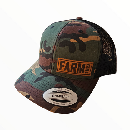 Farm Girl Side Leatherette Patch Snapback Hat (Black, Camo, Pink)
