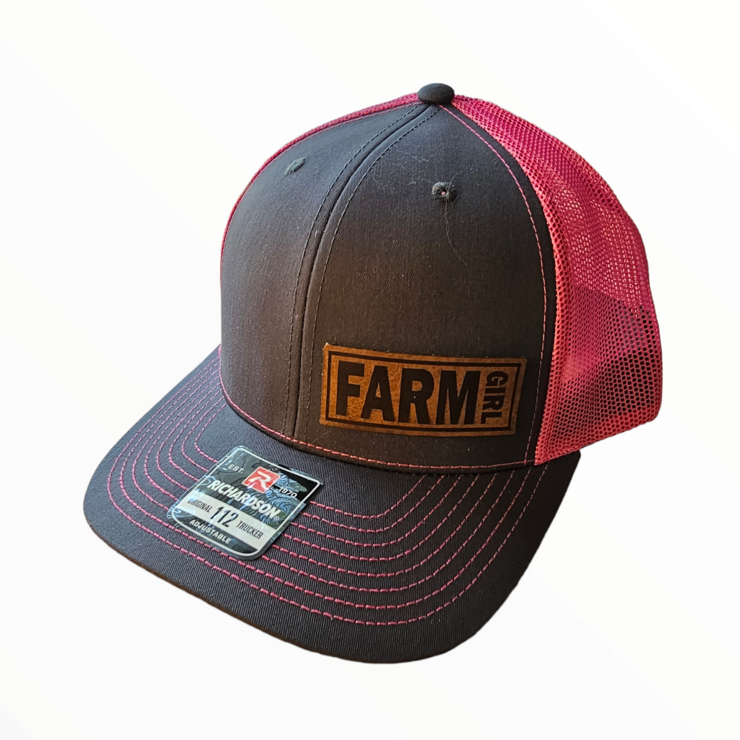Farm Girl Side Leatherette Patch Snapback Hat (Black, Camo, Pink)