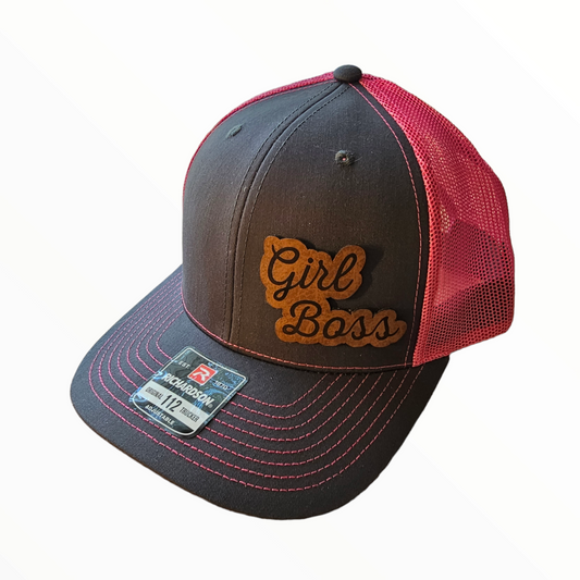 Girl Boss Side Leatherette Patch Snapback Hat (Black, Camo, Pink)