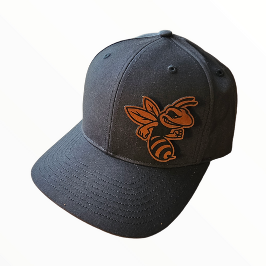 Hornets Leather Side Patch Black Richardson Snapback