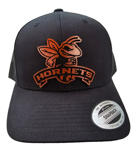 Hornets Leather Patch Snapback Hat (Black or Camo)