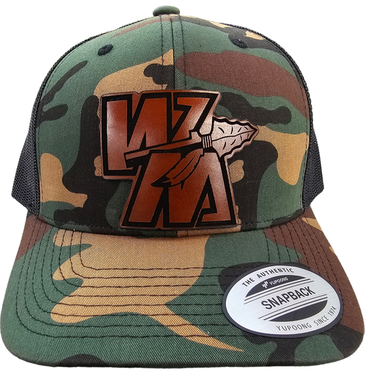 Warriors Leather Patch Snapback Hat (Black or Camo)