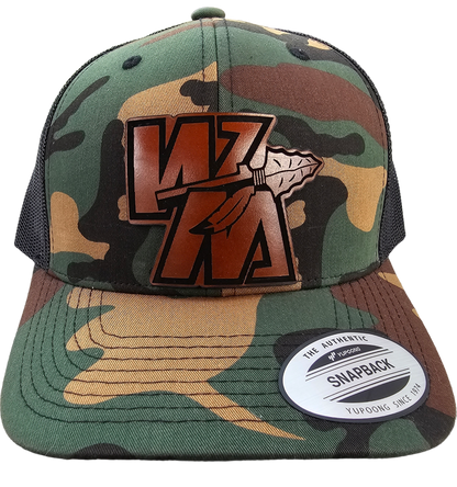 Warriors Leather Patch Snapback Hat (Black or Camo)