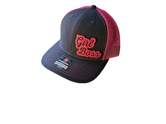Girl Boss Side Pink Leatherette Patch Snapback Hat