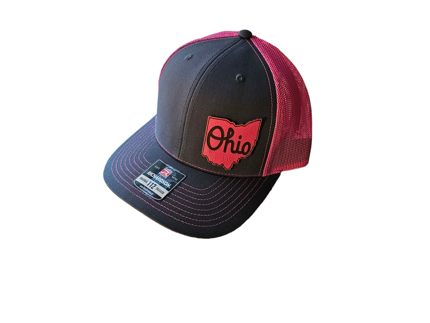 Ohio Side Pink Leatherette Patch Snapback Hat