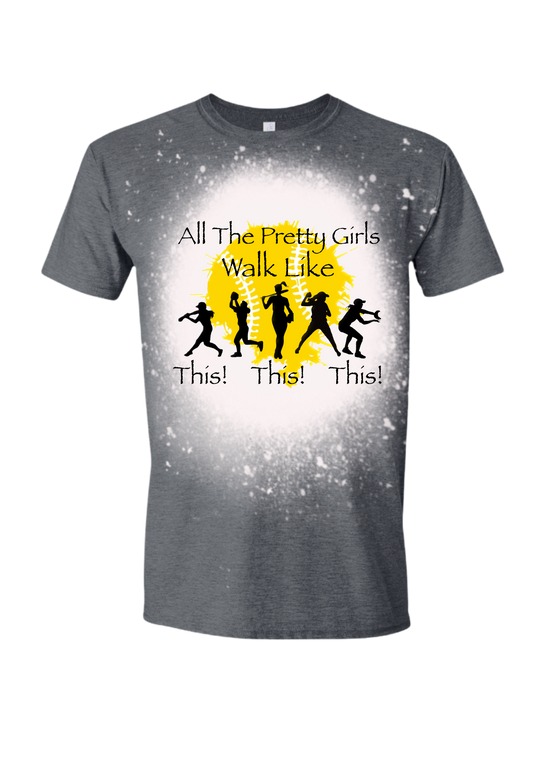 Pretty Girls Softball Bleached Tee