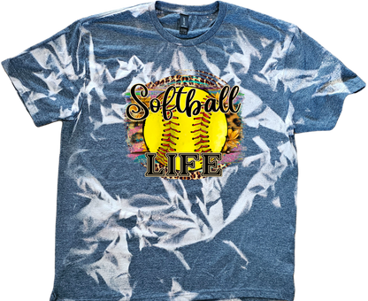 Softball Life Tie Dye Bleach Tee