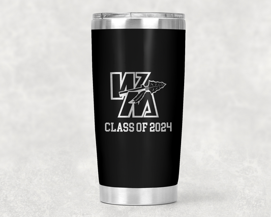 20oz. Warriors Class of 2024 Engraved Stainless Steel Tumbler (Customizable)