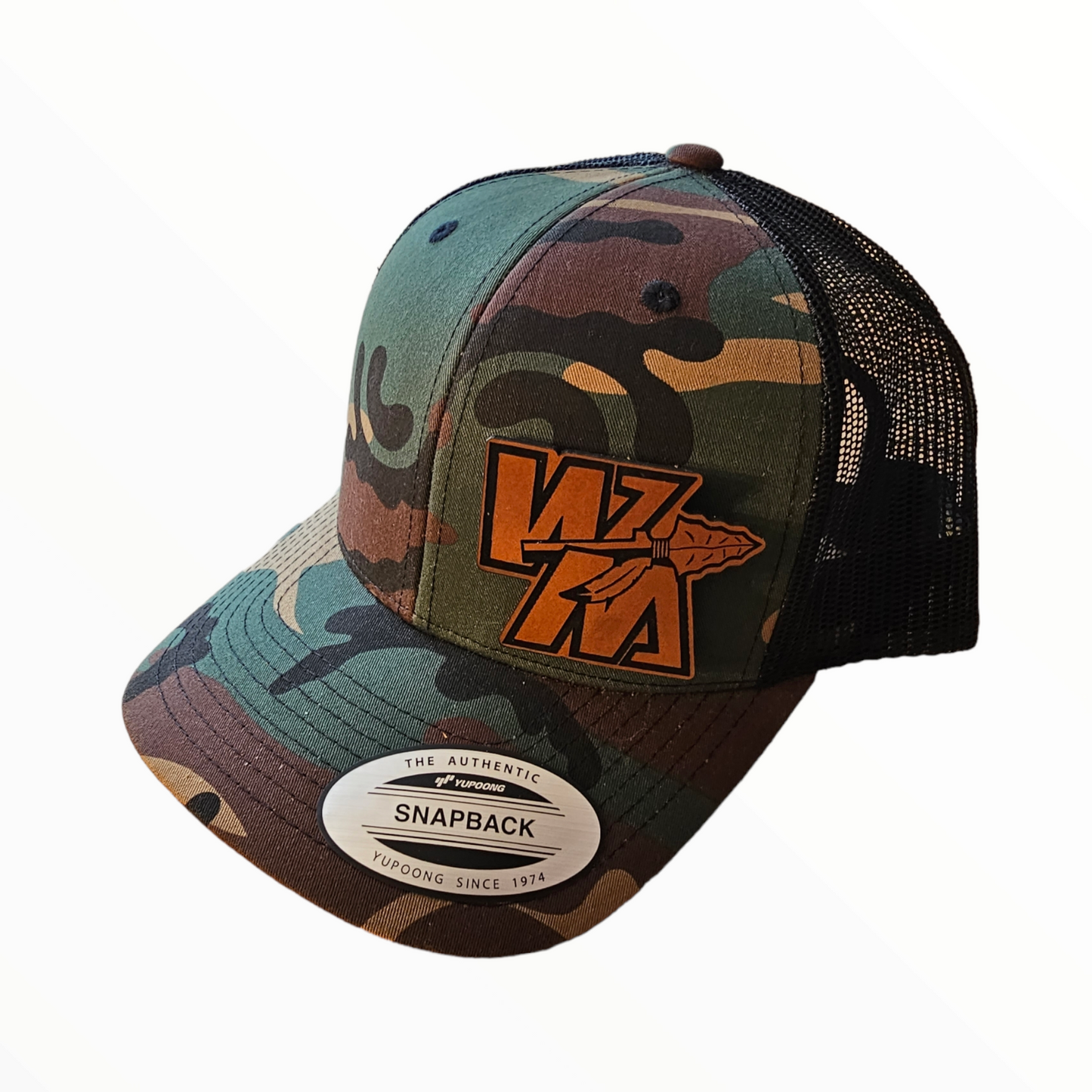 Warriors Side Leather Patch Snapback Hat (Black, Camo, Pink Trucker)