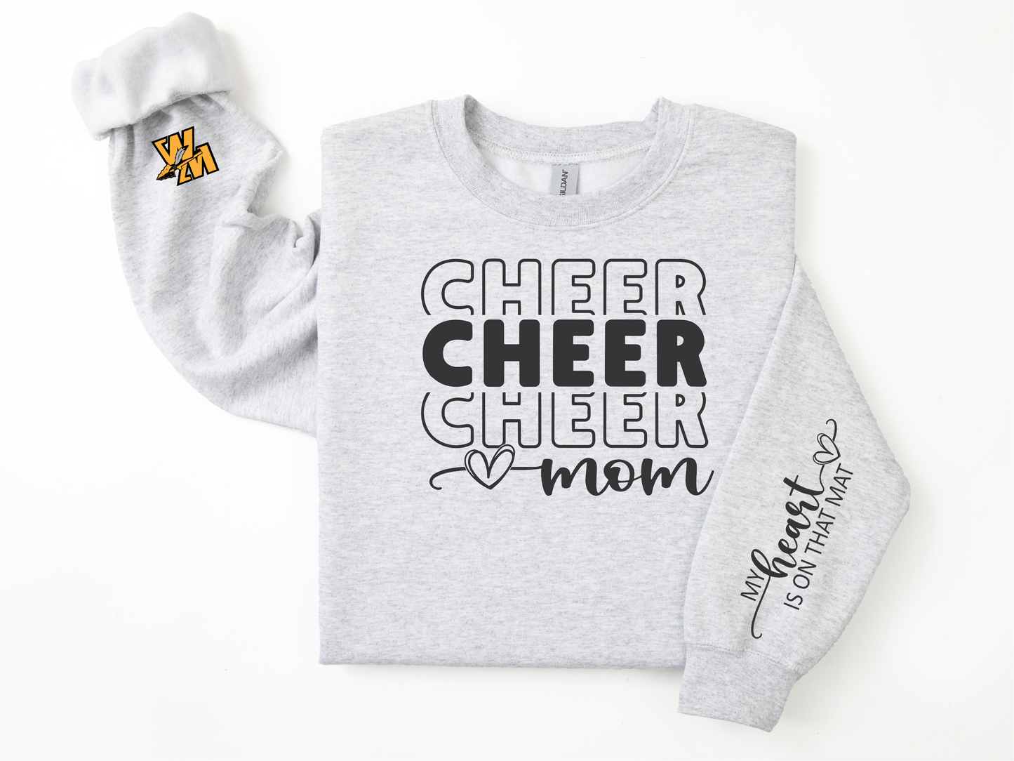 Heart on the Mat Cheer Mom Hoodie/Crewneck/Tee