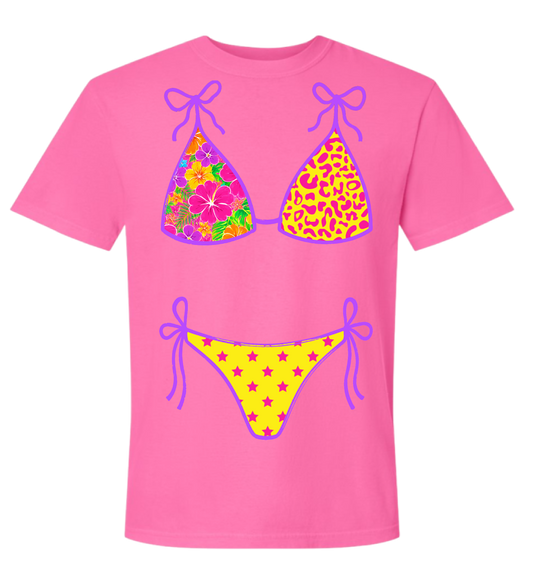 Neon Pink Bikini Comfort Colors Tee