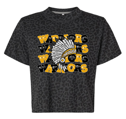 Warriors Crop Leopard Tee