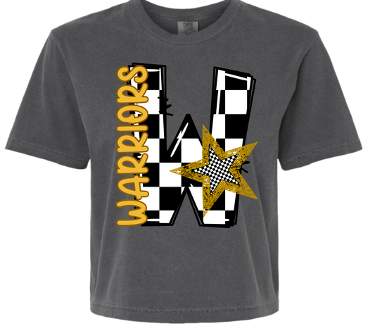 Check Warriors Comfort Colors Crop Tee
