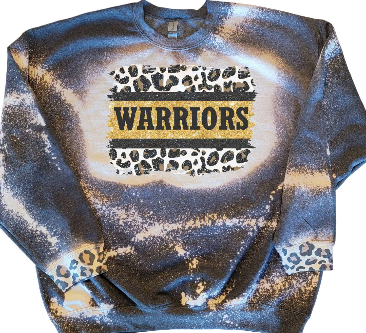 School Spirit Cheetah Bleached Sweatshirt (Choose Team)